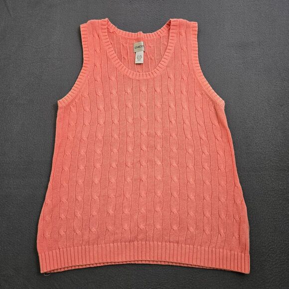 Chico's Sweaters - Chico's Women 2 US L/12  Pink Linen Blend Cable Knit Sweater Tank Vest